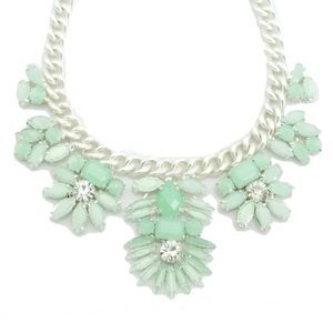 Minty Leaf Silver Matte Statement Necklace